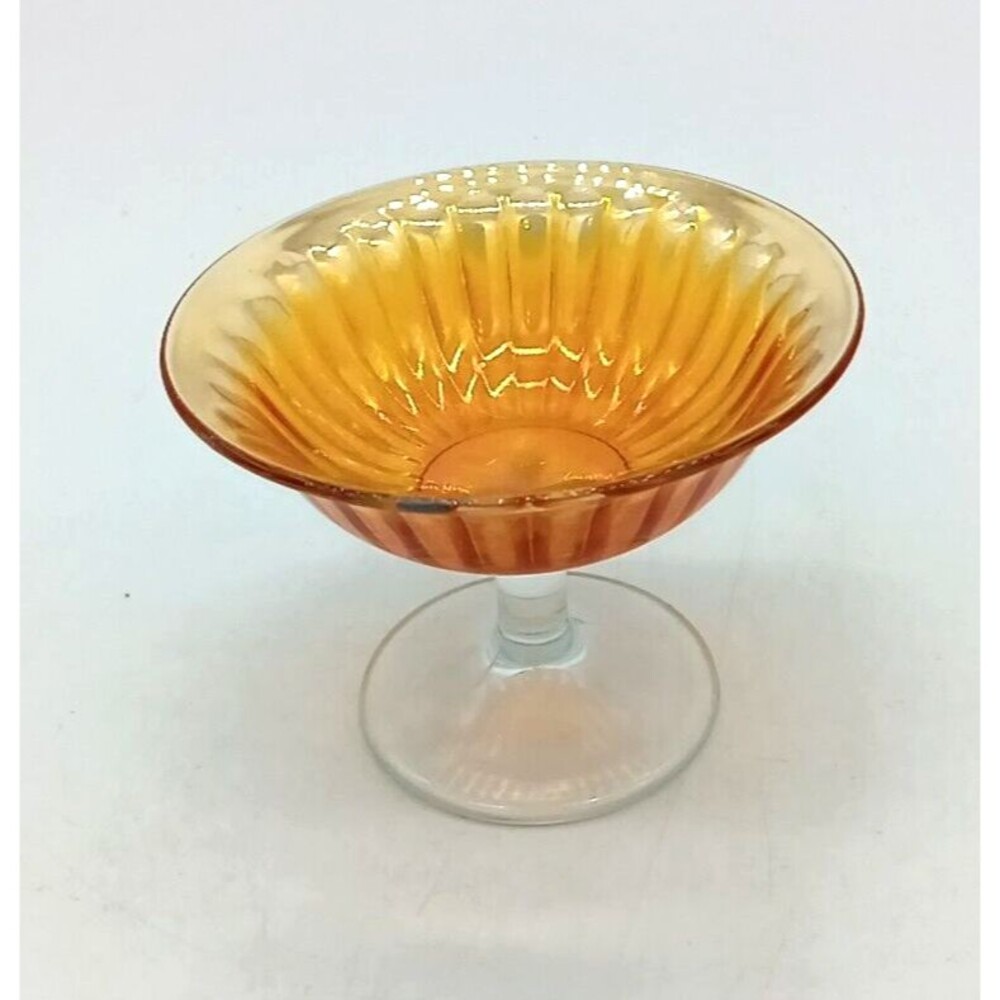 Vintage Imperial Glass 4" Carnival Glass Footed Sherbet Dish